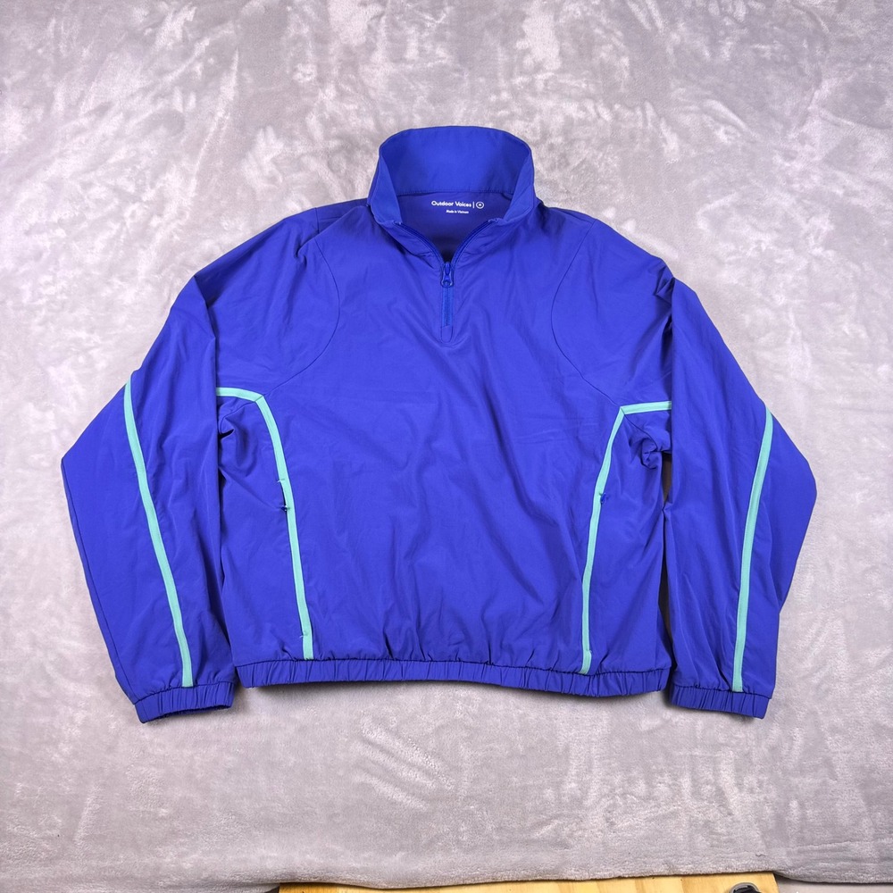 Outdoor Voices Rectrek Half-Zip Pullover Jacket Blue Mint Green Womens Medium